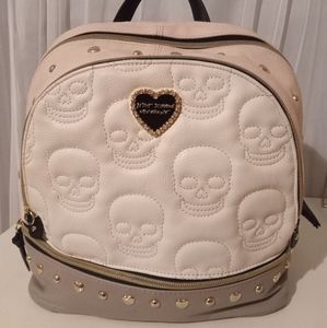 Betsey Johnson skull pink white bag